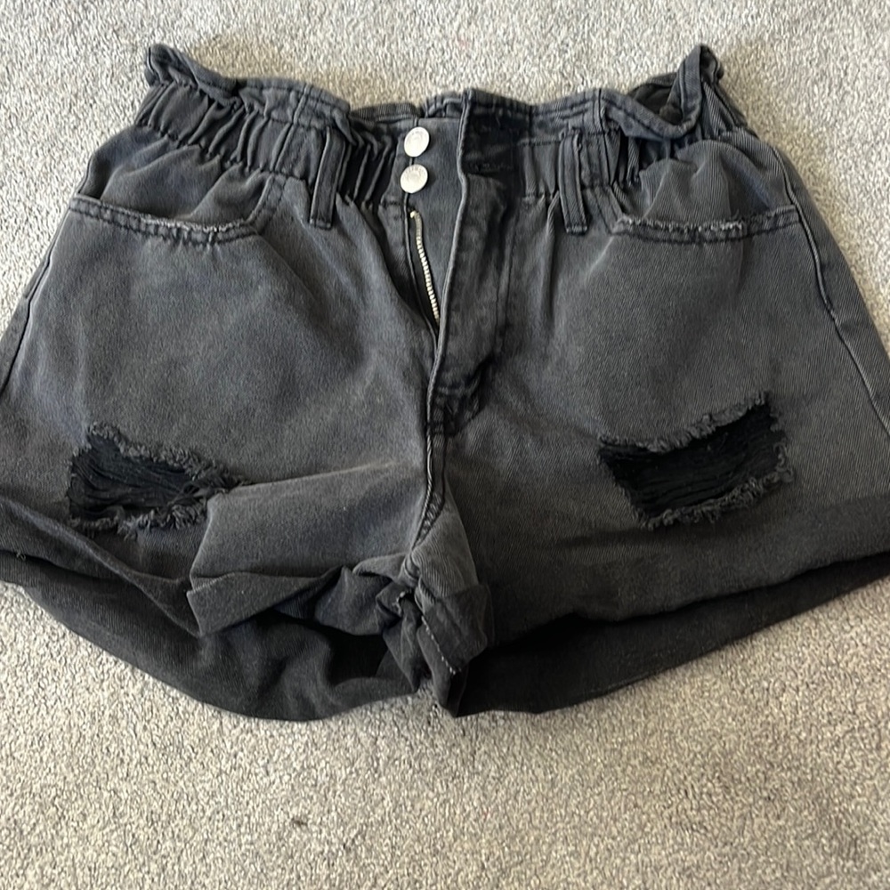 Black jean shorts